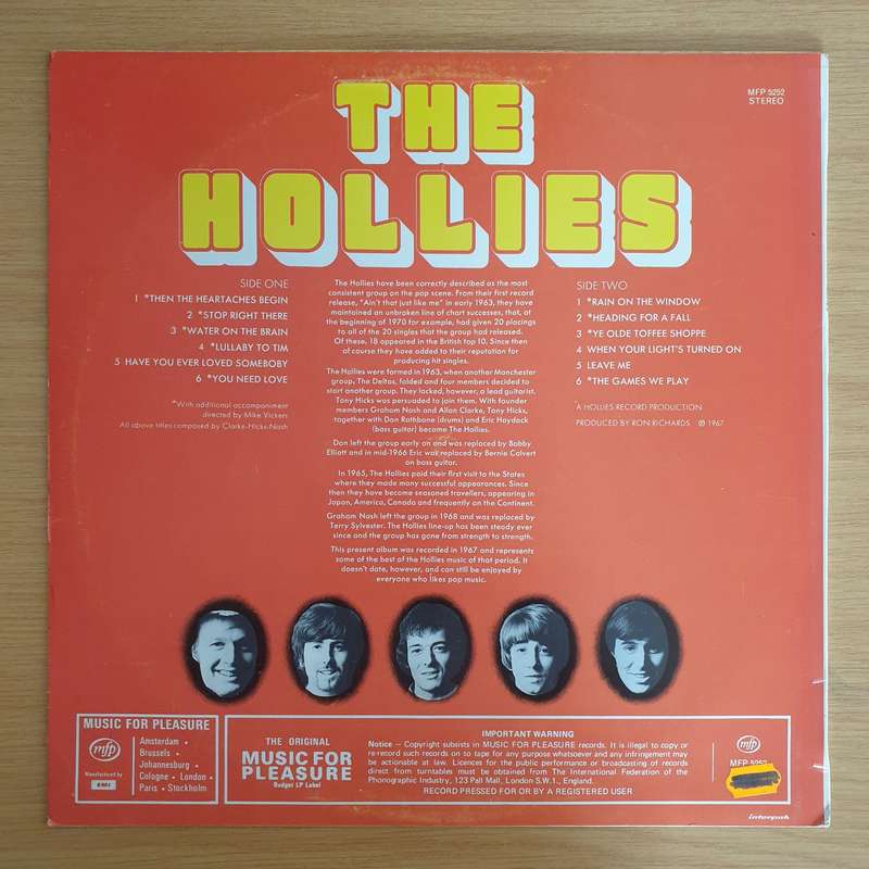 The Hollies  The Hollies - Vinyl LP Record  (VG+)