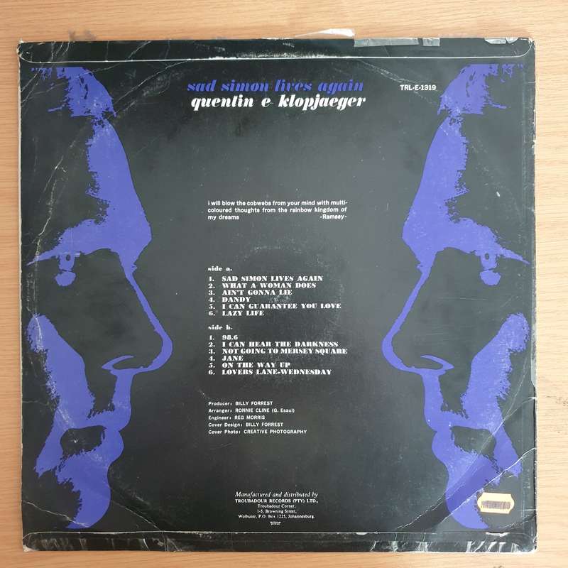Quentin E. Klopjaeger  Sad Simon Lives Again - Vinyl LP Record  (VG+)