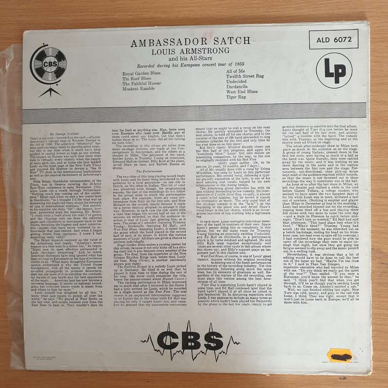 Louis Armstrong And His All-Stars  Ambassador Satch - Vinyl LP Record  (VG+)