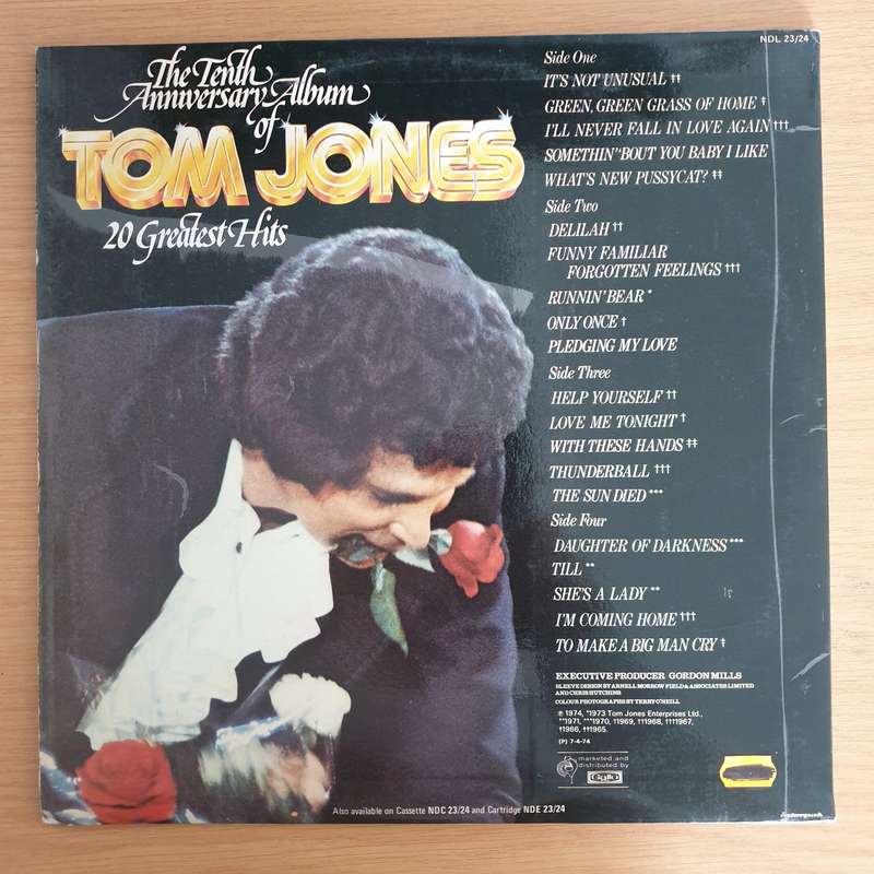Tom Jones - 20 Greatest Hits - Double Vinyl LP Record  (VG+)