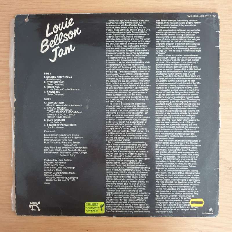 Louie Bellson  Louie Bellson Jam - Vinyl LP Record - Very-Good+ Quality (VG+)