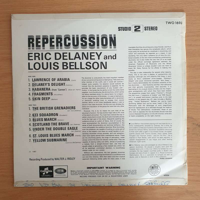 Repercussion - Eric Delaney & Louis Bellson  Vinyl LP Record (VG)