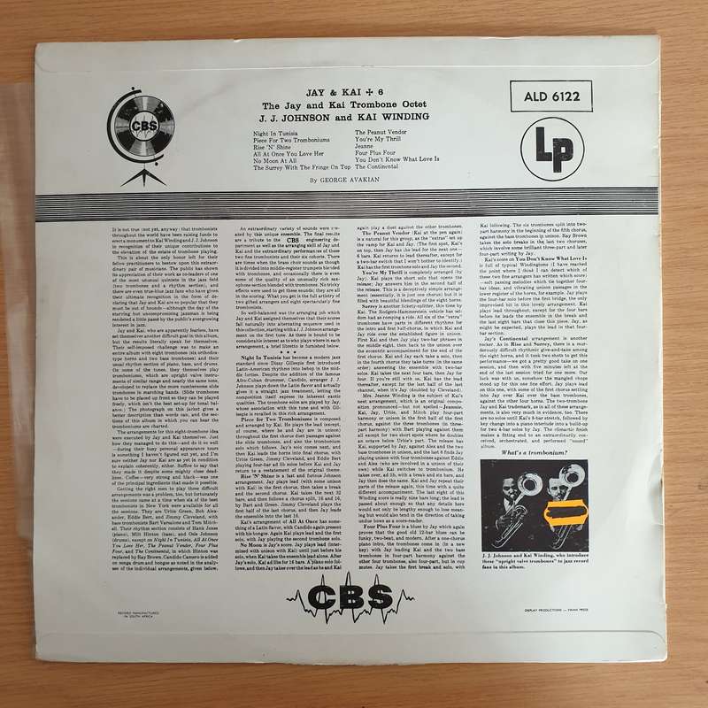 J.J. Johnson & Kai Winding  Jay & Kai + 6: The Jay And Kai Trombone Octet - Vinyl LP Record  (...