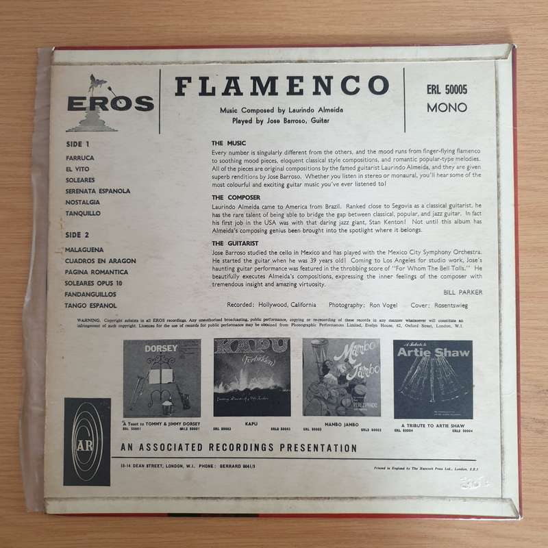 Jose Barroso  Flamenco  Vinyl LP Record (VG)