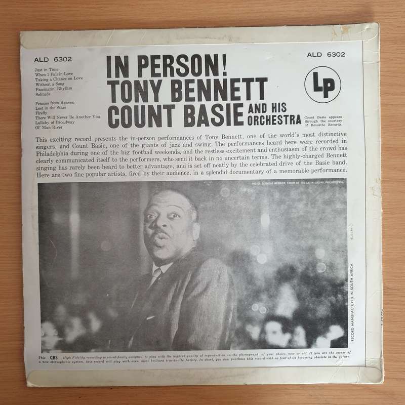 Tony Bennett With Count Basie And His Orchestra  In Person!   Vinyl LP Record (VG)