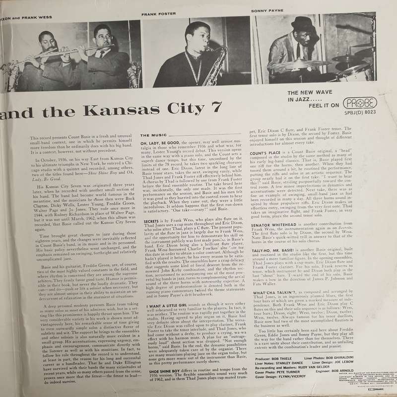 Count Basie And The Kansas City 7   Vinyl LP Record  (VG+)