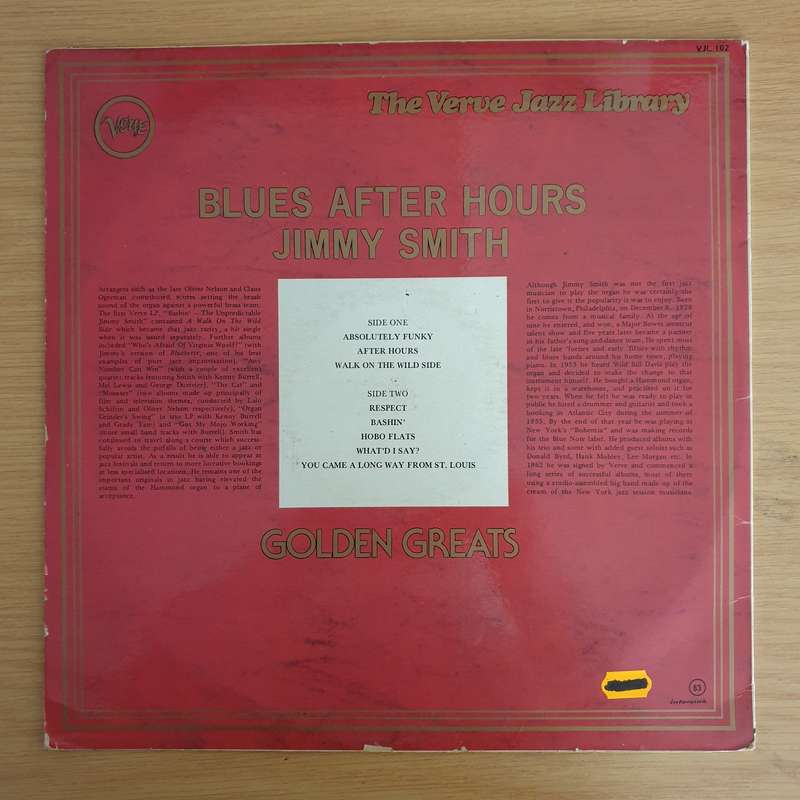 Jimmy Smith - Blues After Hours  Vinyl LP Record  (VG+)
