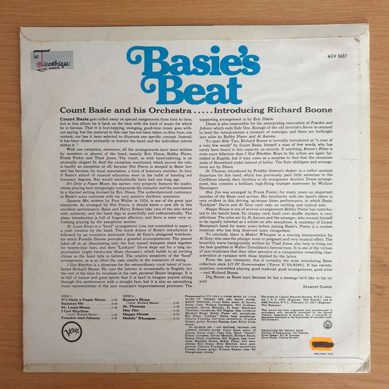 Count Basie And His Orchestra  Basie's Beat  Vinyl LP Record  (VG+)