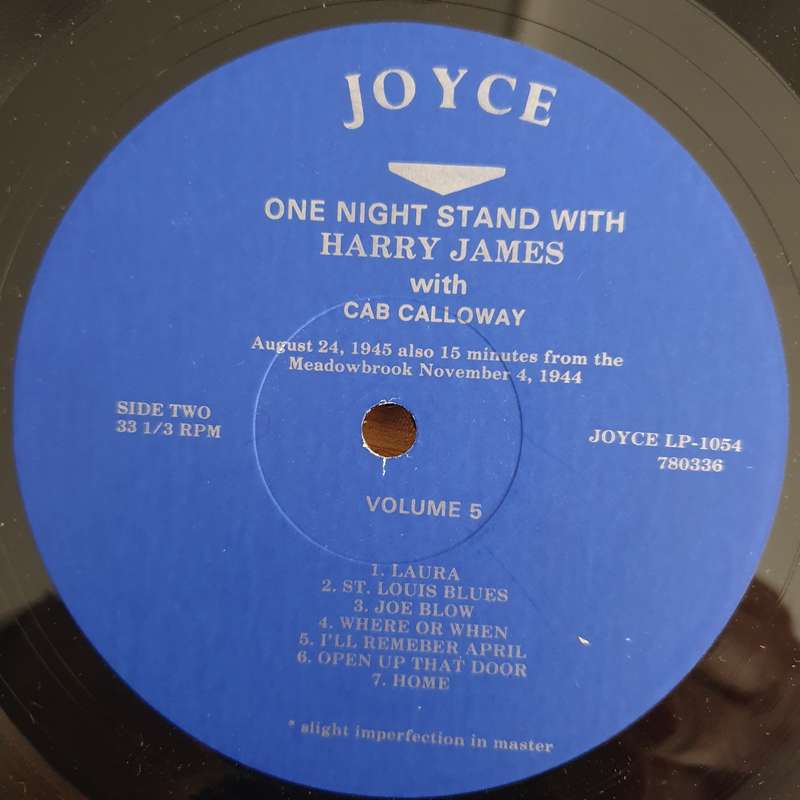 Harry James With Cab Calloway  One Night Stand With Harry James Volume 5  Vinyl LP Record  ...