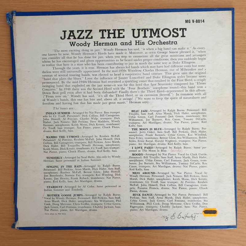 Woody Herman And His Orchestra  Jazz, The Utmost  Vinyl LP Record  (VG+)