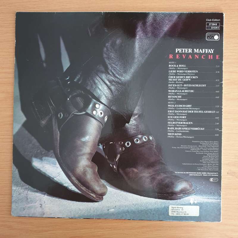 Peter Maffay  Revanche  Vinyl LP Record  (VG+)
