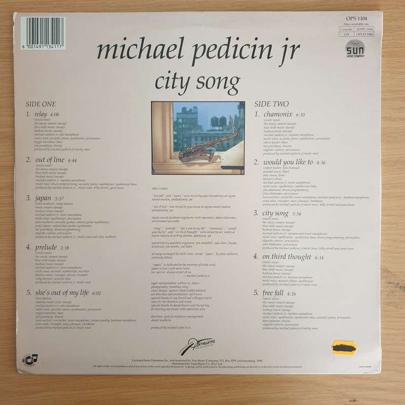 Michael Pedicin Jr  City Song  Vinyl LP Record  (VG+)
