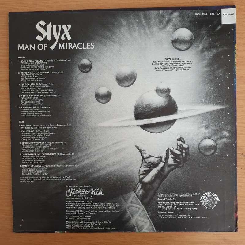 Styx  Man Of Miracles - Vinyl LP Record (VG+)