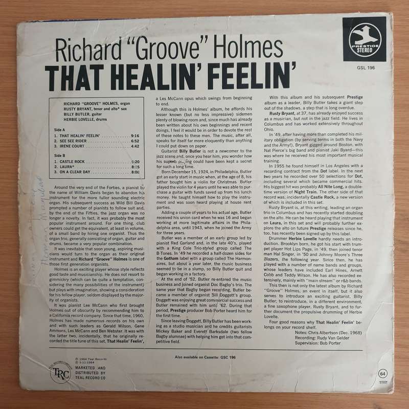 Richard "Groove" Holmes  That Healin' Feelin' - Vinyl LP Record  (G+) (gplus)