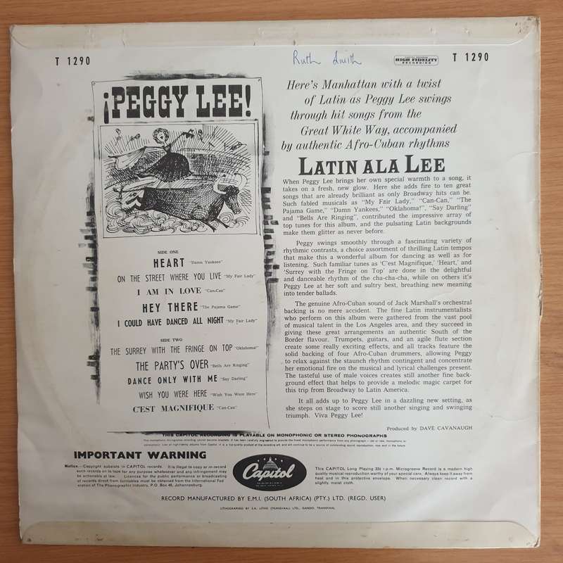 Peggy Lee - Latin Ala Lee  - Vinyl LP Record (VG+)