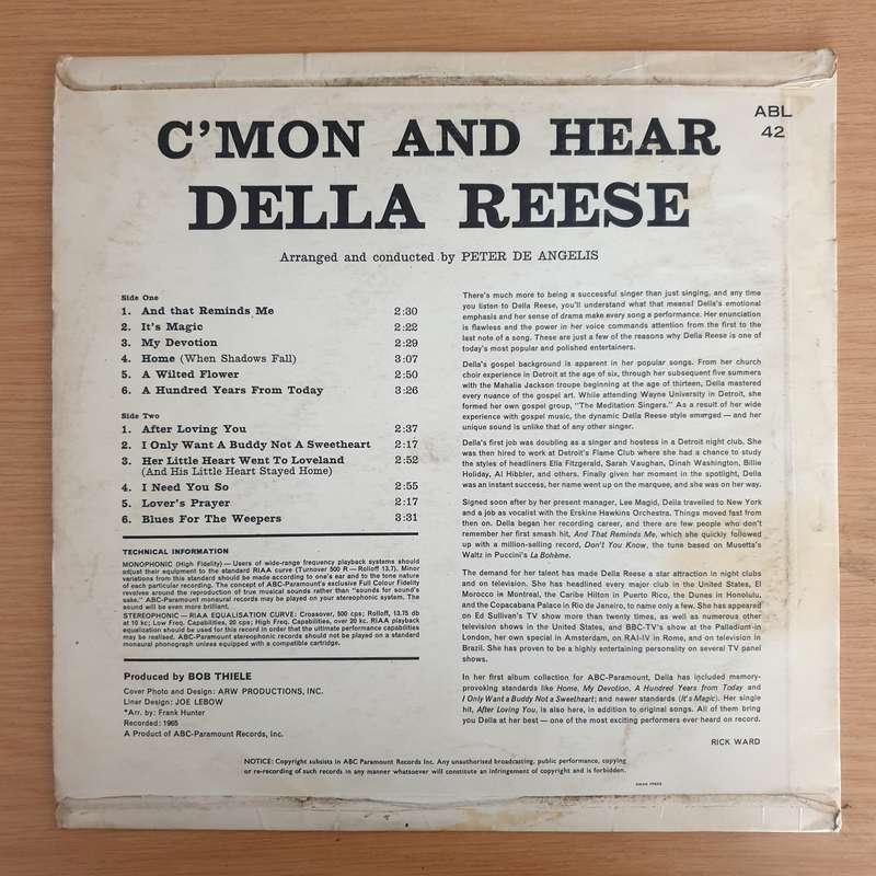 Della Reese  C'Mon And Hear - Vinyl LP Record (VG+)