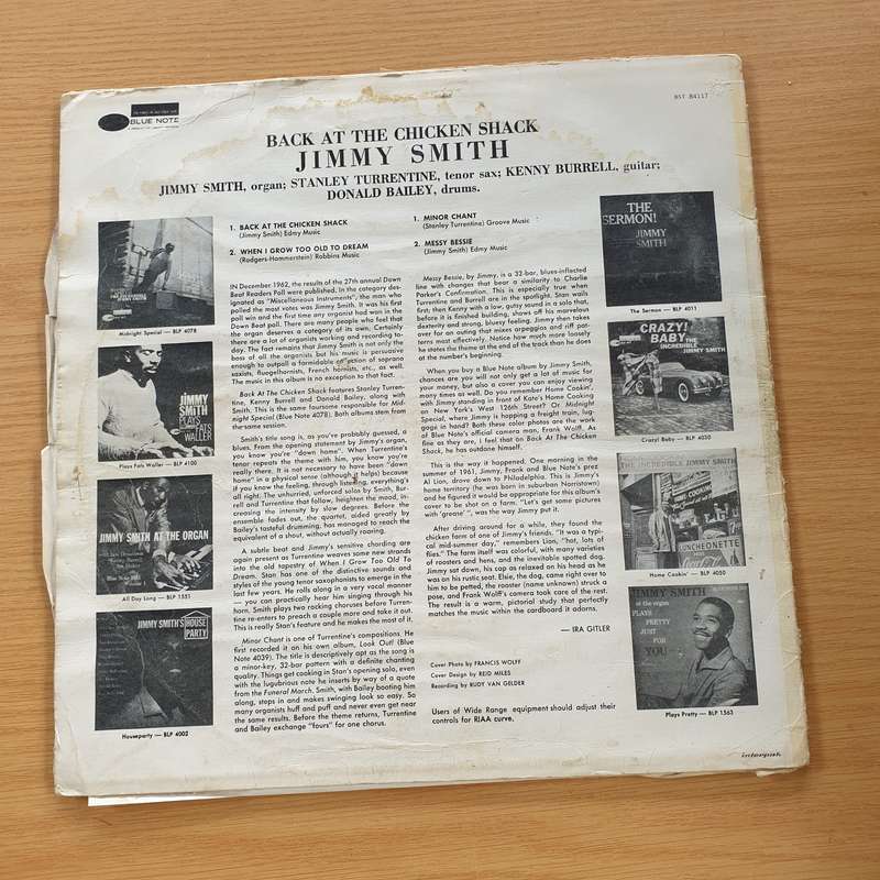 The Incredible Jimmy Smith  Back At The Chicken Shack  Vinyl LP Record (VG+)