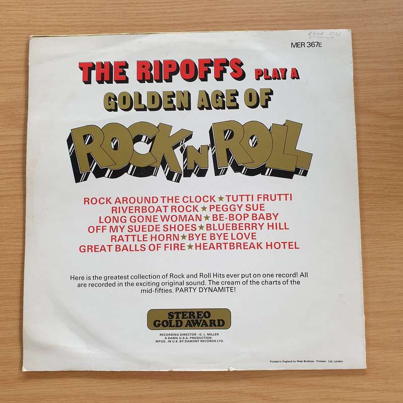 The Ripoffs  The Ripoffs Play A Golden Age Of Rock 'N' Roll  Vinyl LP Record (VG+)
