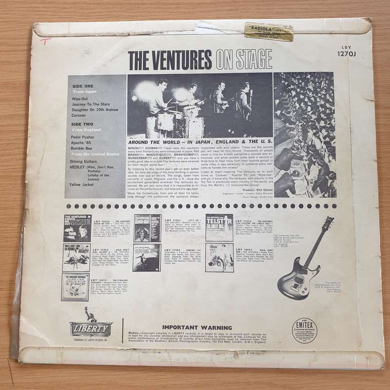 The Ventures  On Stage - Vinyl LP Record  (G+)