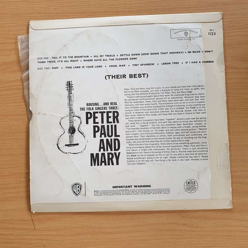Peter, Paul and Mary - Their Best  - Vinyl LP Record  (G+)