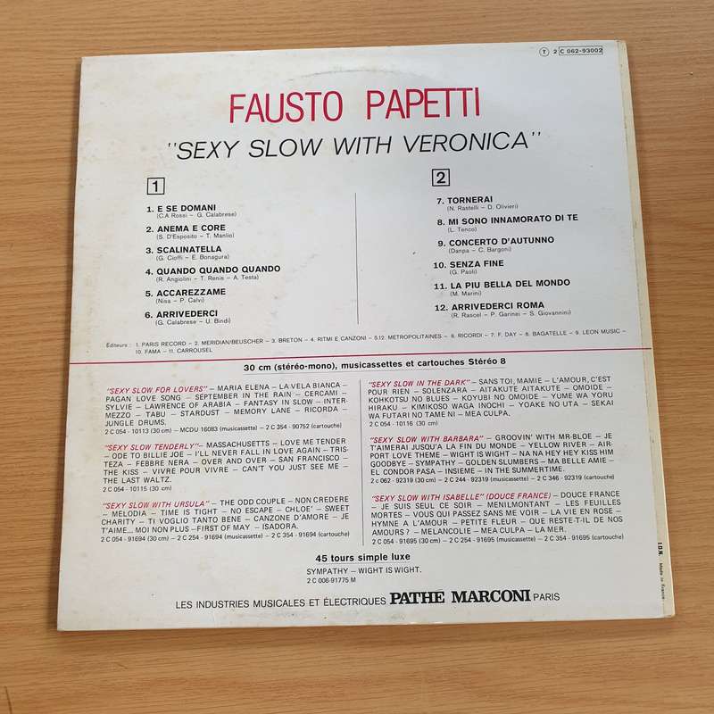 Fausto Papetti  Sixy Slow With Veronica  Vinyl LP Record (VG+)