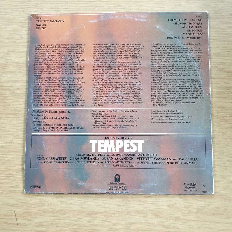 Tempest (Original Music From The Motion Picture Soundtrack) - Stomu Yamashta  Paul Mazursky's ...