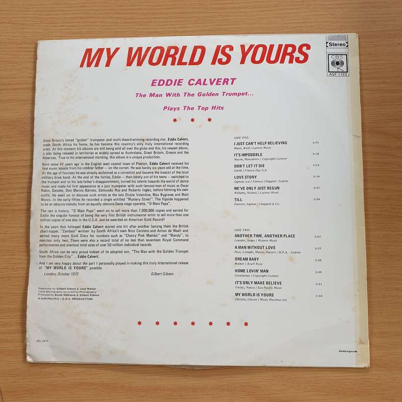 Eddie Calvert - My World is Yours   Vinyl LP Record (VG+)