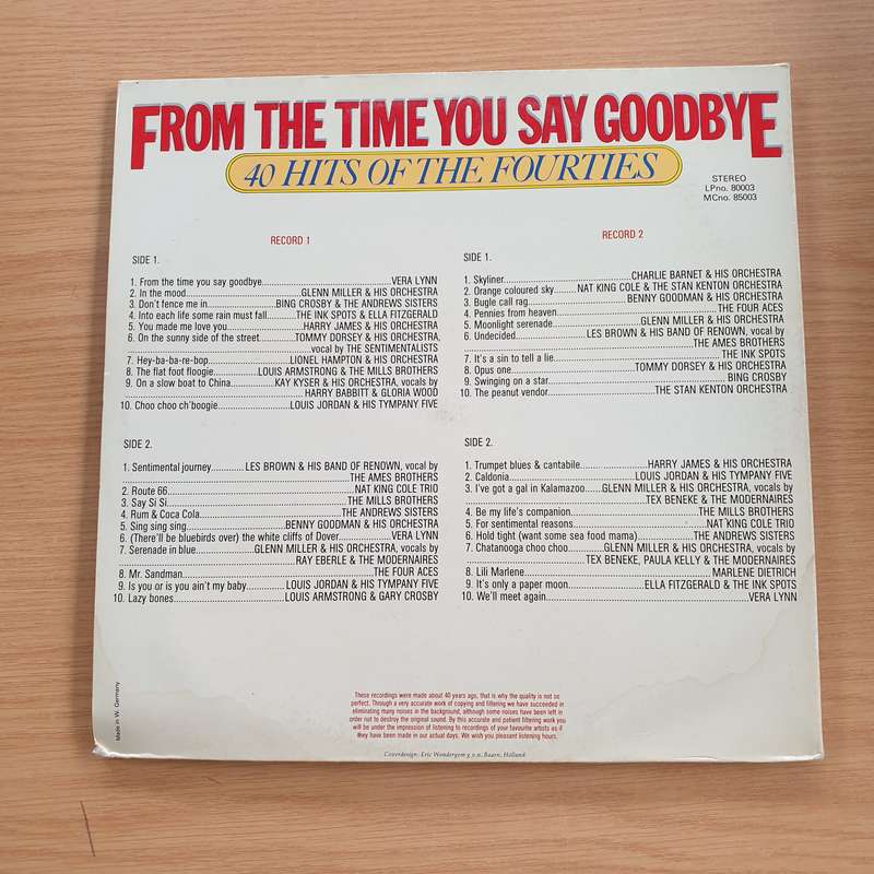 From The Time You Say Goodbye: 40 Hits Of The Fourties   Double Vinyl LP Record (VG+)