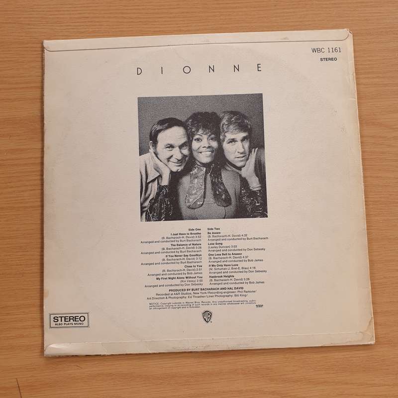 Dionne Warwicke  Dionne- Vinyl LP Record (VG+)