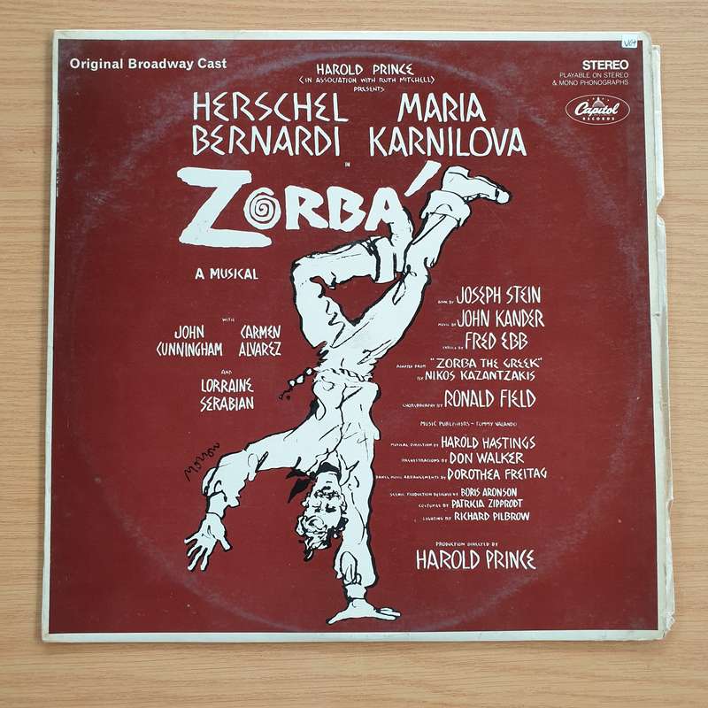 Zorba - Harold Prince - Original Broadway Cast - Vinyl LP Record  (VG+)