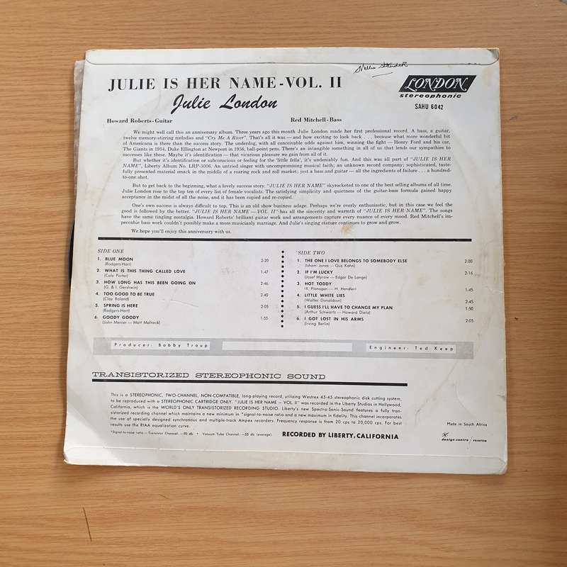 Julie London  Julie Is Her Name - Vinyl LP Record  (VG)