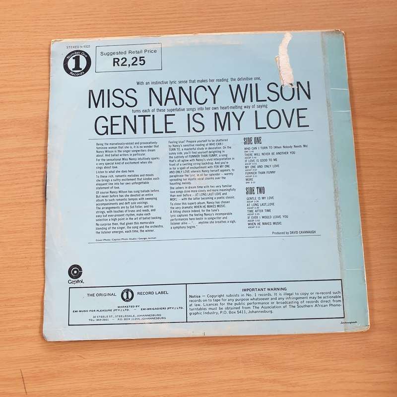 Nancy Wilson  Gentle Is My Love (N9523) -  Vinyl LP Record (VG+)
