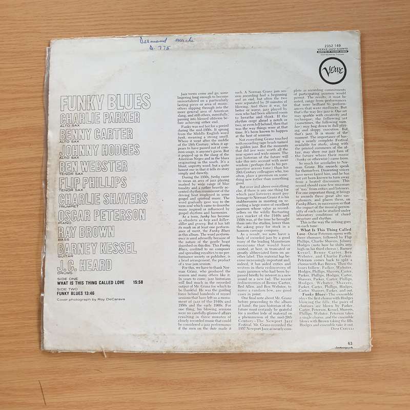 Funky Blues - (Charlie Parker, Johnny Hodges, Benny Carter, Oscar Peterson...) -  Vinyl LP Record...