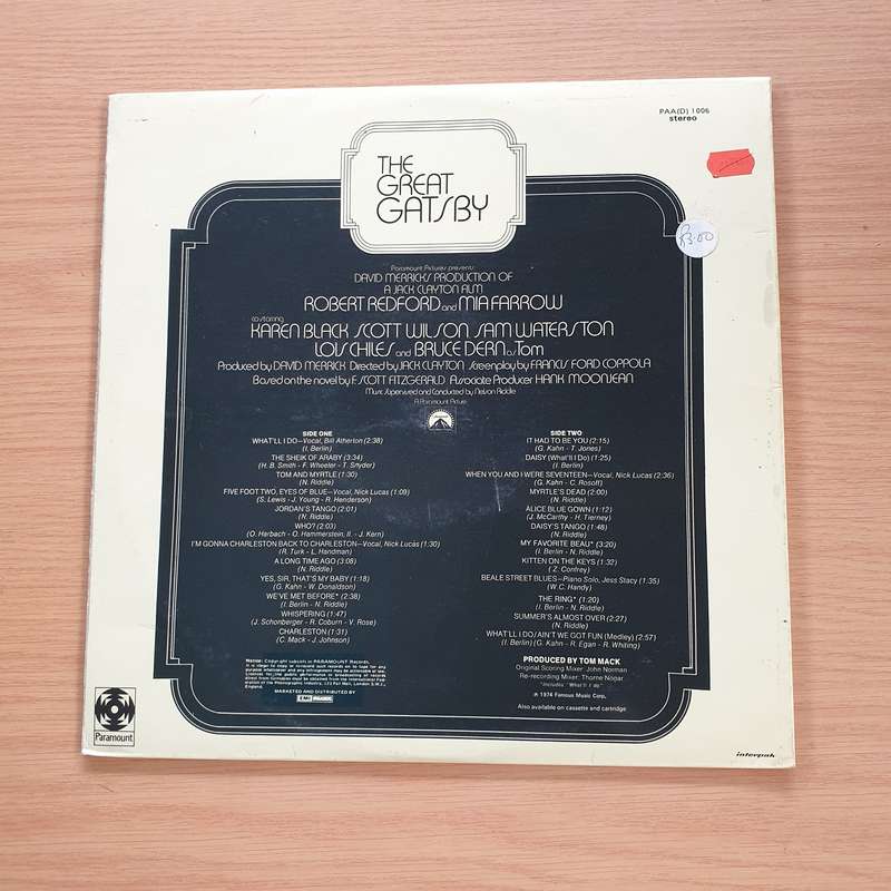 The Great Gatsby - Nelson Riddle - Original Motion Picture Soundtrack    Vinyl LP Record (VG+)