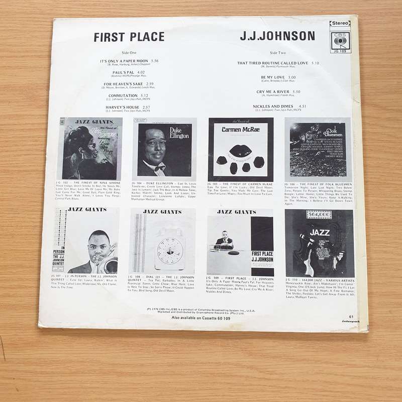 J.J. Johnson  First Place (Jazz Giants Series)   Vinyl LP Record (VG+)