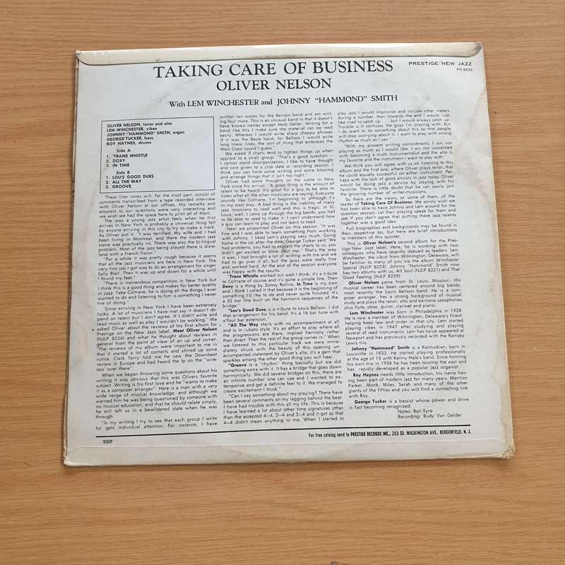 Oliver Nelson  Taking Care Of Business   Vinyl LP Record (VG+)