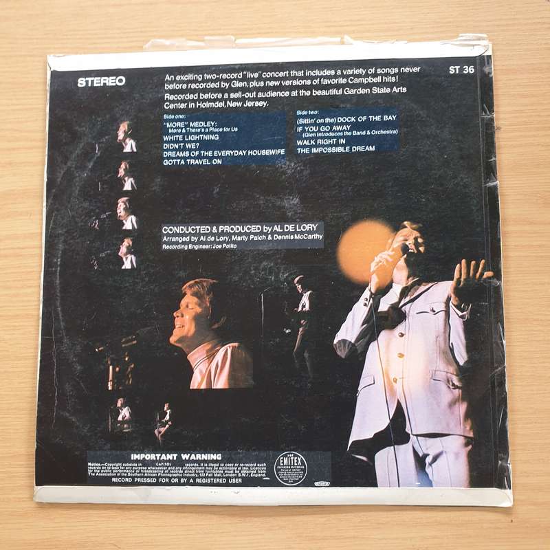 Glen Campbell  Live - Vinyl LP Record (VG+)