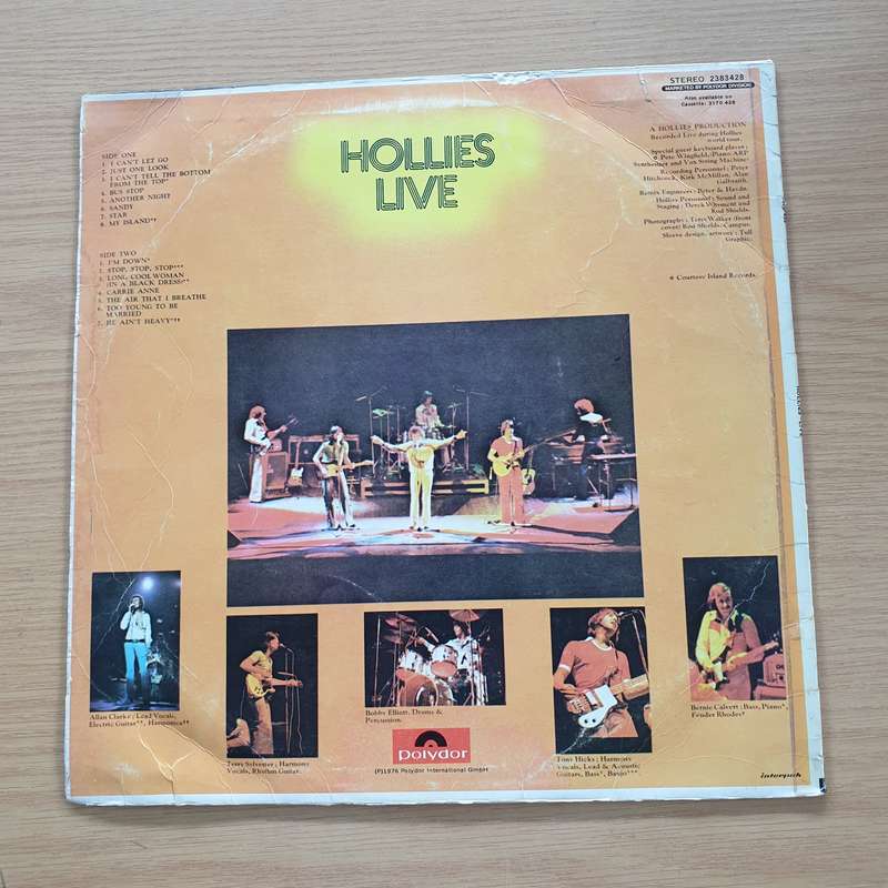 The Hollies  Hollies Live - Their Greatest Hits - Vinyl LP Record (VG+)