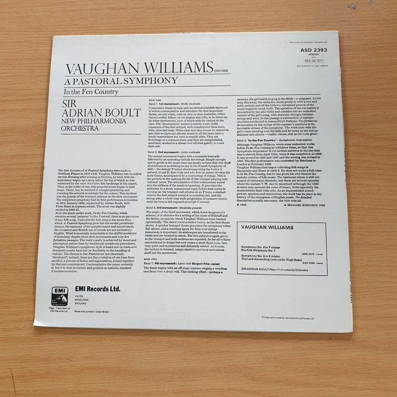 Vaughan Williams / Sir Adrian Boult, The New Philharmonia Orchestra  A Pastoral Symphony / In ...