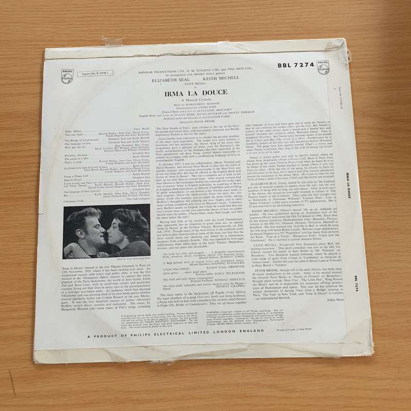 Irma La Douce   Marguerite Monnot - Elizabeth Seal, Keith Michell, Clive Revill  Vinyl LP R...