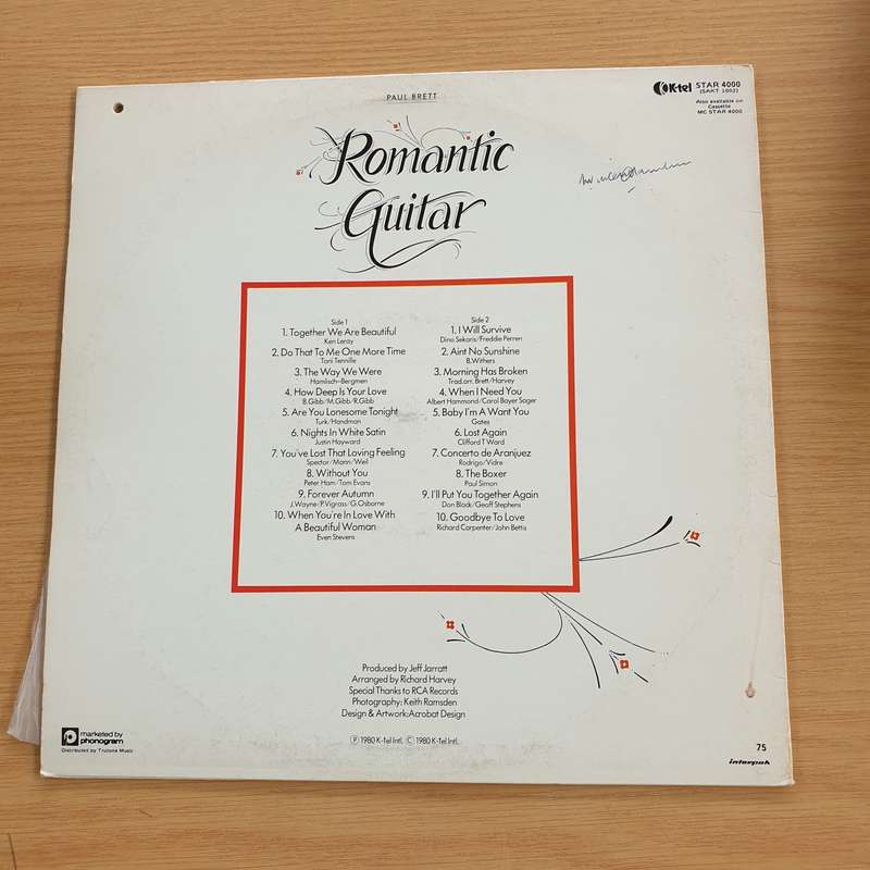 Paul Brett  Romantic Guitar  Vinyl LP Record (VG+)