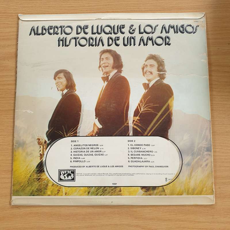 Alberto De Luque Y Los Amigos  Historia De Un Amor (Autographed)  Vinyl LP Record (VG+)