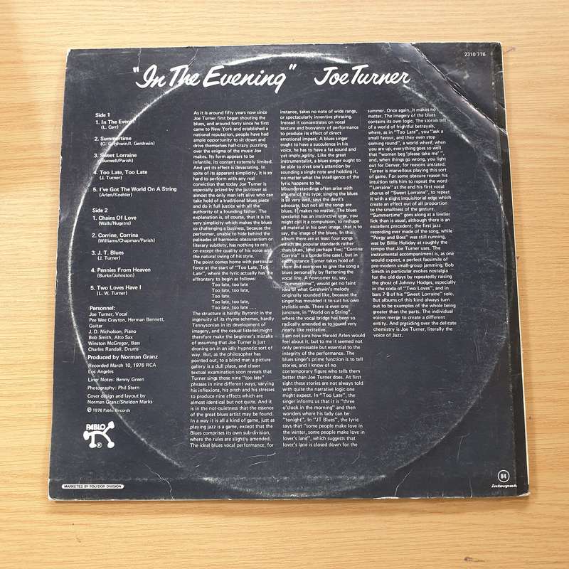 Joe Turner  In The Evening  Vinyl LP Record (VG+)