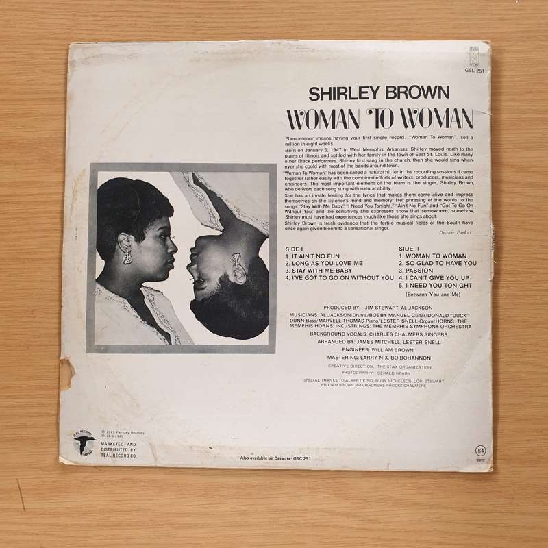 Shirley Brown  Woman To Woman  Vinyl LP Record (VG+)