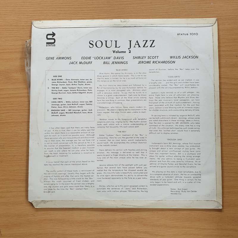 The Prestige All Stars  Soul Jazz Volume 2  Vinyl LP Record (VG+)