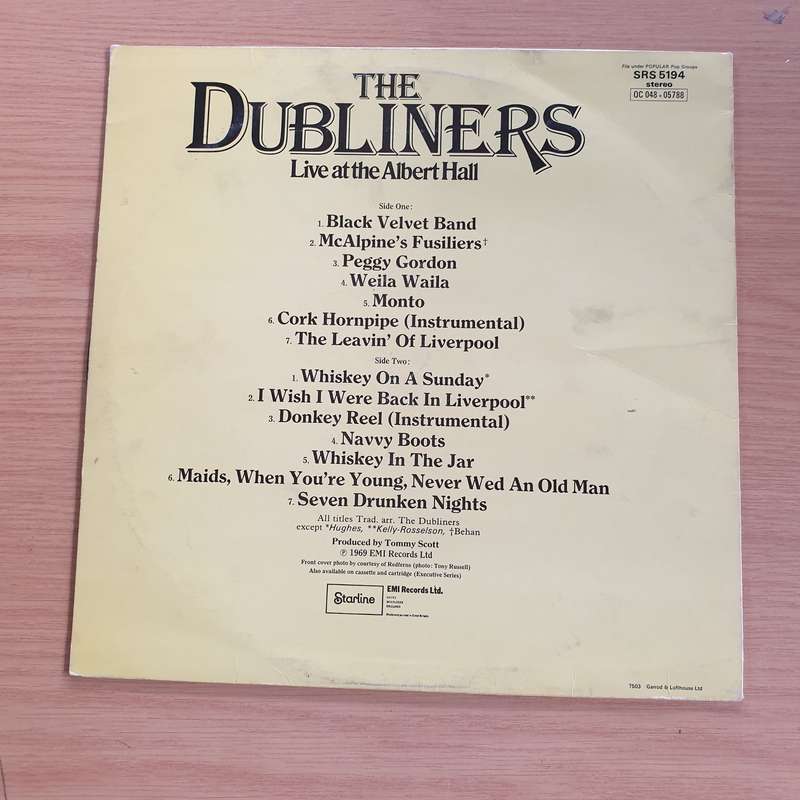 The Dubliners  Live At The Albert Hall  Vinyl LP Record (VG+)