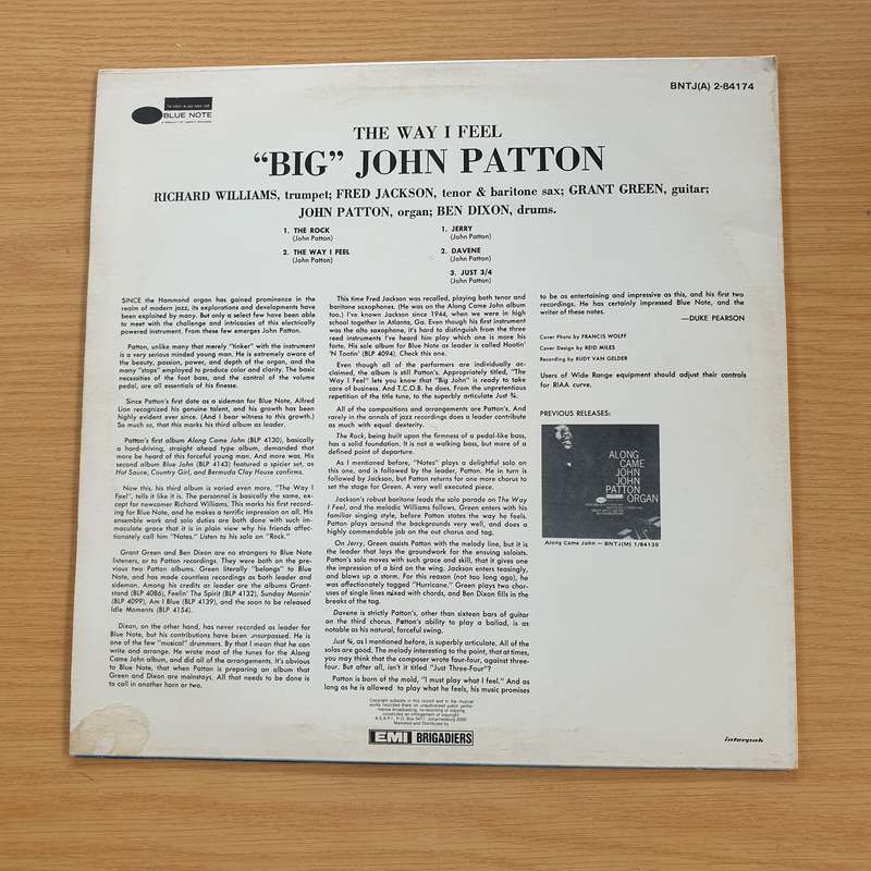 'Big' John Patton*  'The Way I Feel' (BNTJA) - Vinyl LP Record  (VG+)