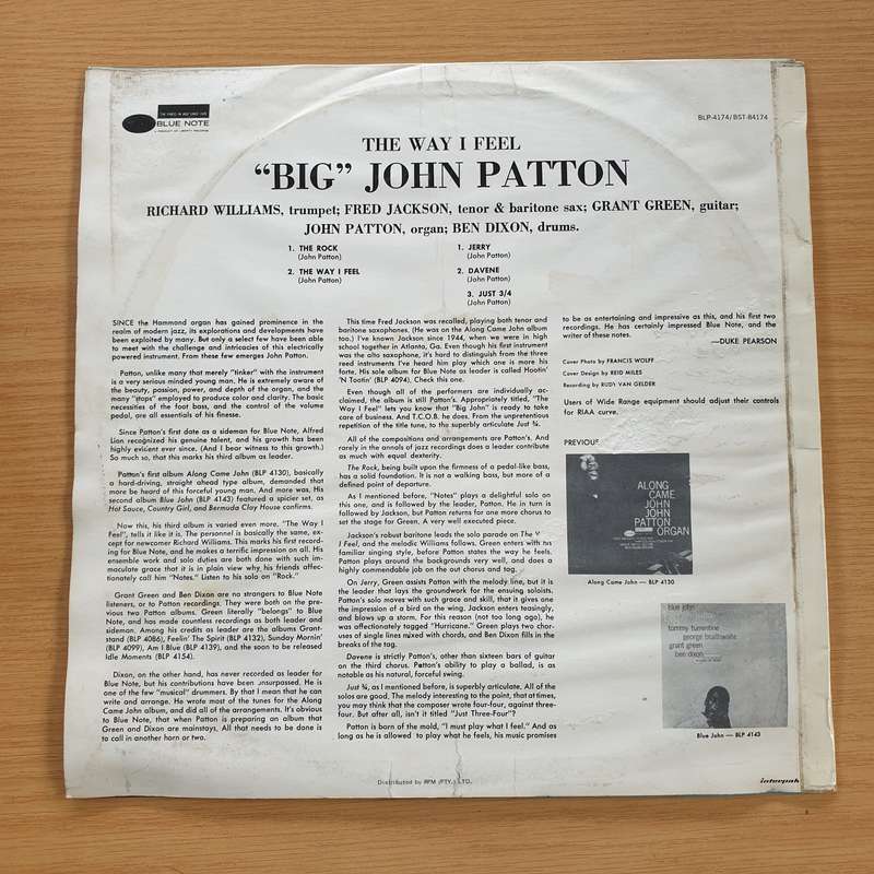'Big' John Patton*  'The Way I Feel' (BST) - Vinyl LP Record  (VG+)
