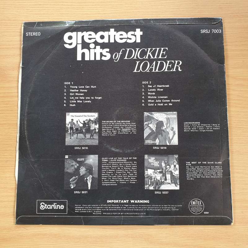 Dickie Loader  Greatest Hits Of Dickie Loader - Vinyl LP Record  (VG+)