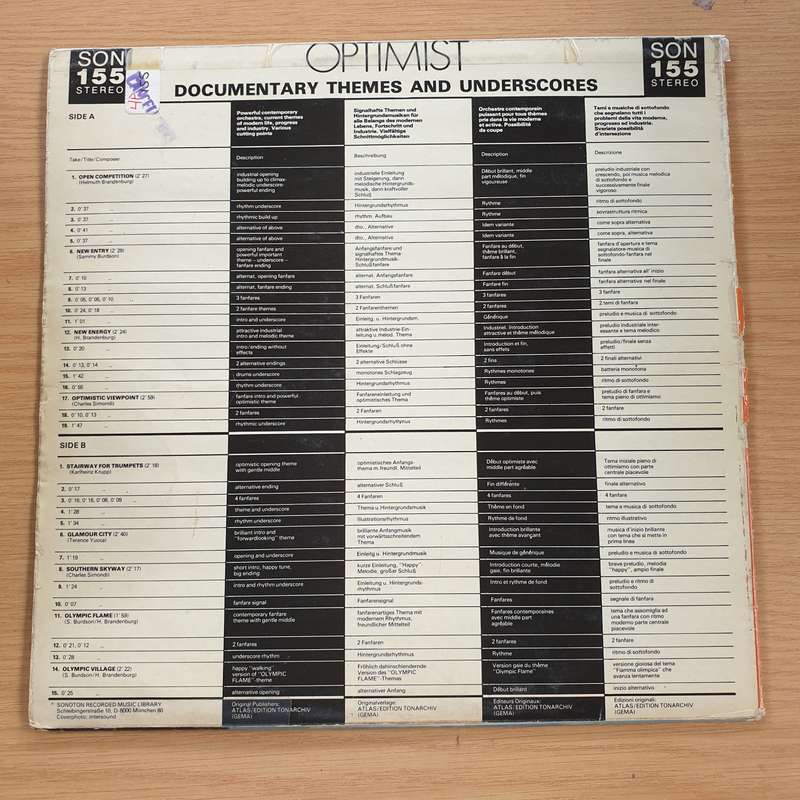Optimist - Documentary Themes And Underscores - Vinyl LP Record  (VG+)